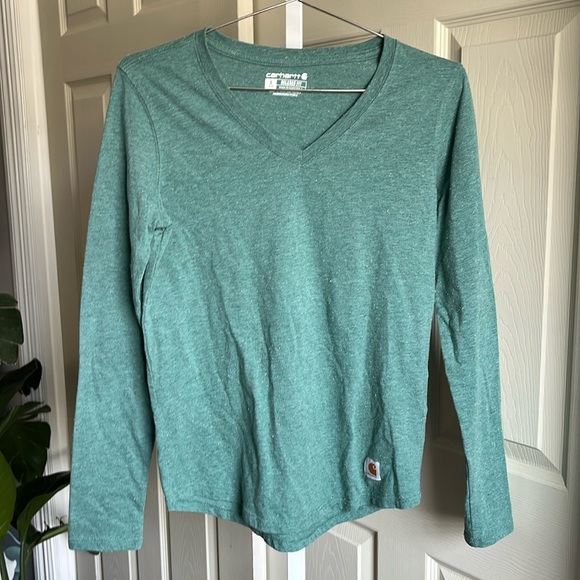 Carhartt Long Sleeve Relaxed Fit Cotton V Neck Tee Shirt Small 4-6 - Picture 1 of 8